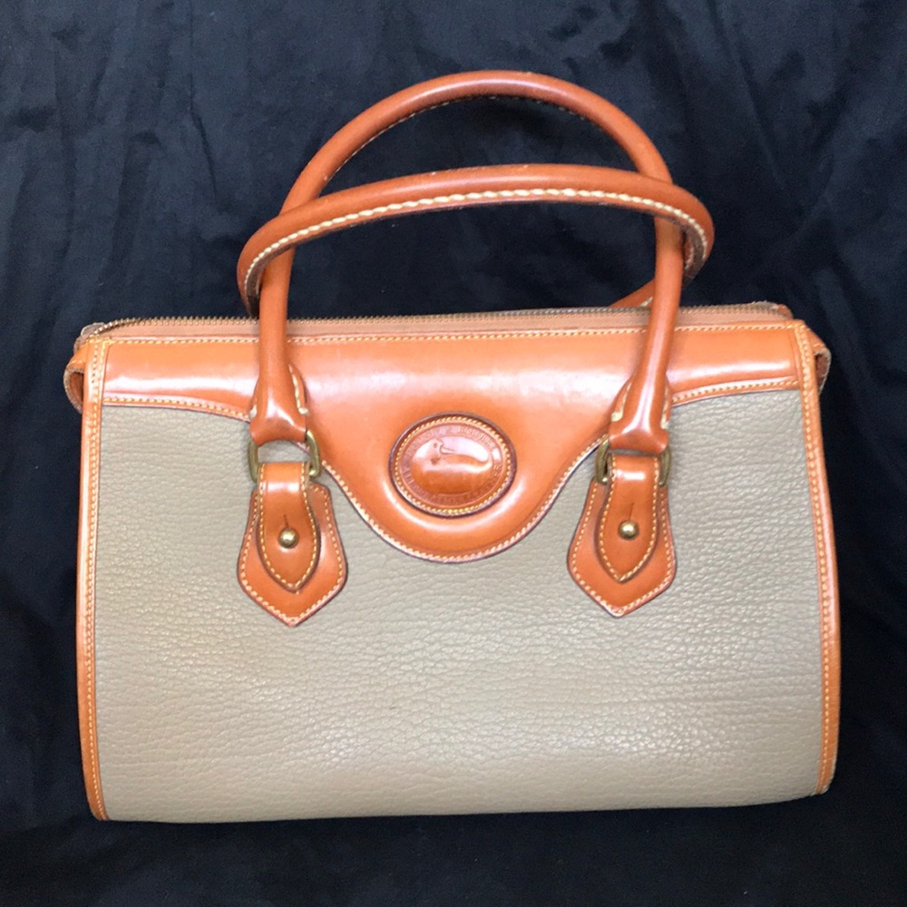 Dooney & Bourke stone and brown leather handbag